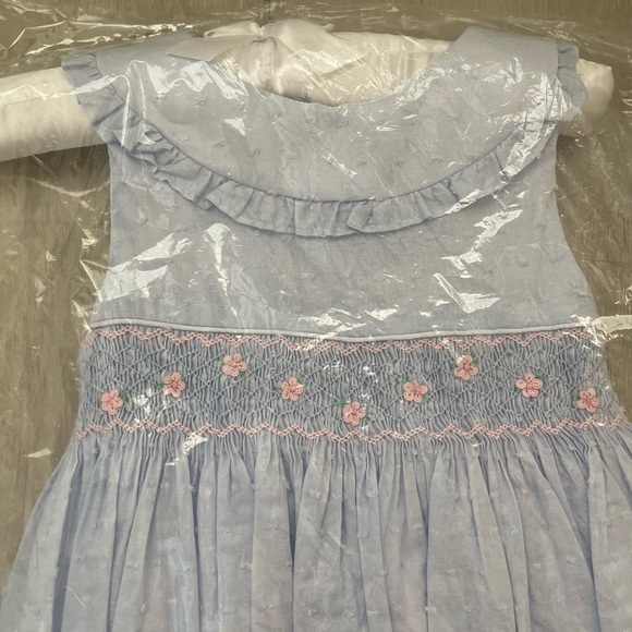 Light Blue Dress with Pink Floral Embroidery - Picture 1 of 4